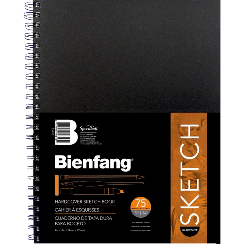 Bienfang® Hard Cover Sketch Book 70 lb 9" x 12-3/4" 75 sheets/pad