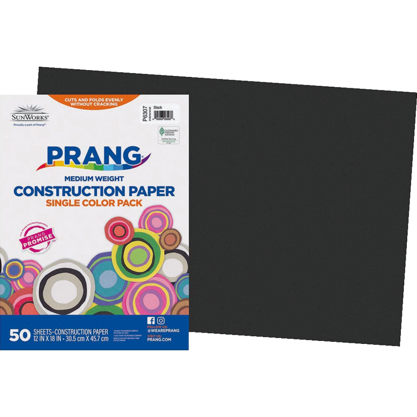 Prang® Construction Paper 12" x 18" Black 50/pkg