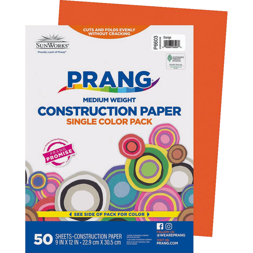 Prang® Construction Paper 9" x 12" Orange 50/pkg