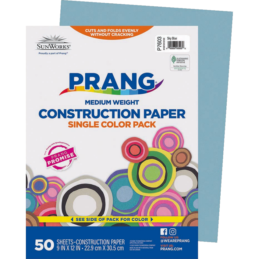 Prang® Construction Paper 9" x 12" Sky Blue 50/pkg
