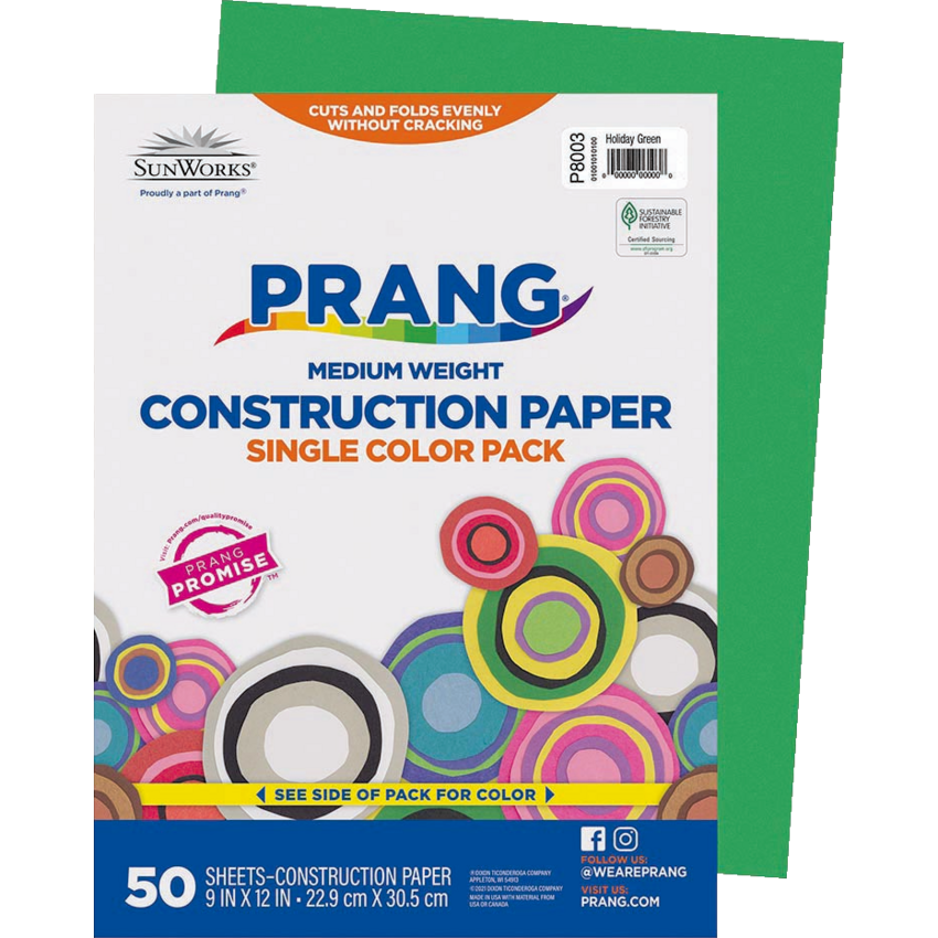 Prang® Construction Paper 9" x 12" Holiday Green 50/pkg