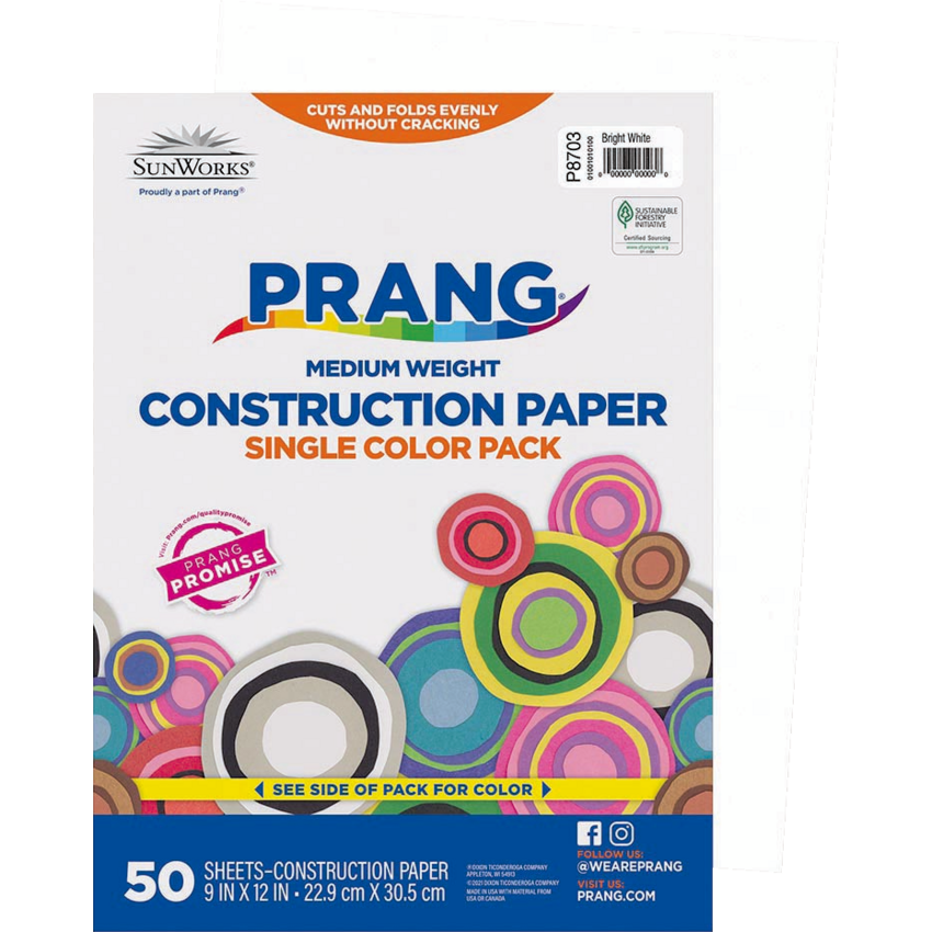 Prang® Construction Paper 9" x 12" Bright White 50/pkg