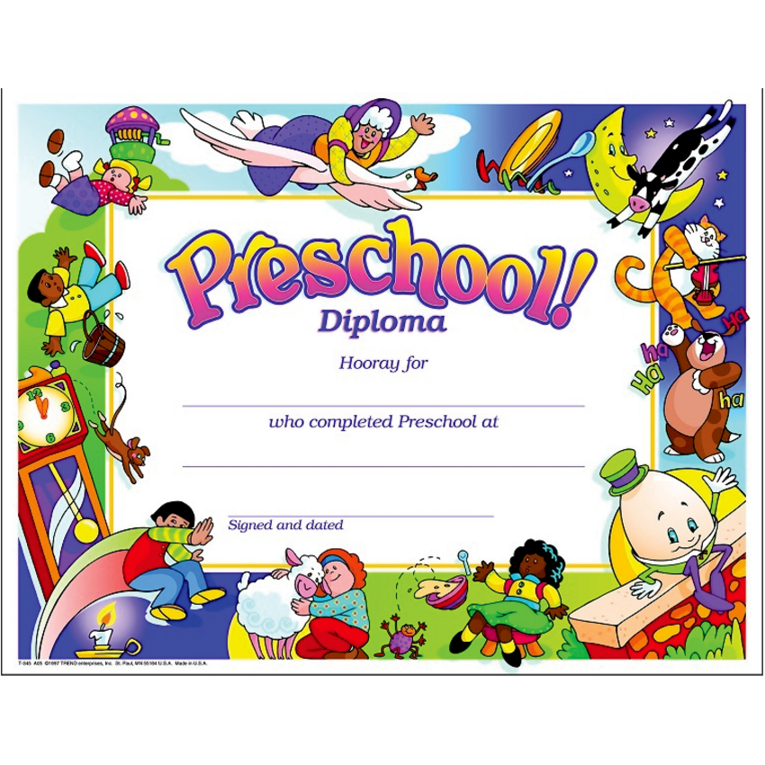 Trend® PK-K Certificates & Diplomas Preschool Diploma 8-1/2" x 11" 30/pkg