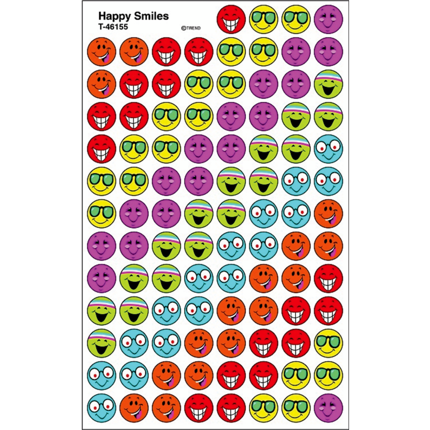 Trend® superSpots® Happy Smiles Stickers 800/pkg