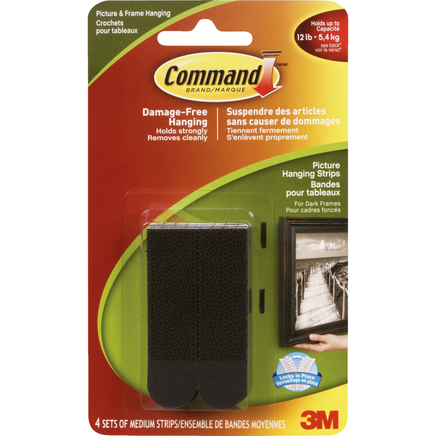 Command™ Adhesive Picture Hanging Strips Large Black 4 sets/pkg