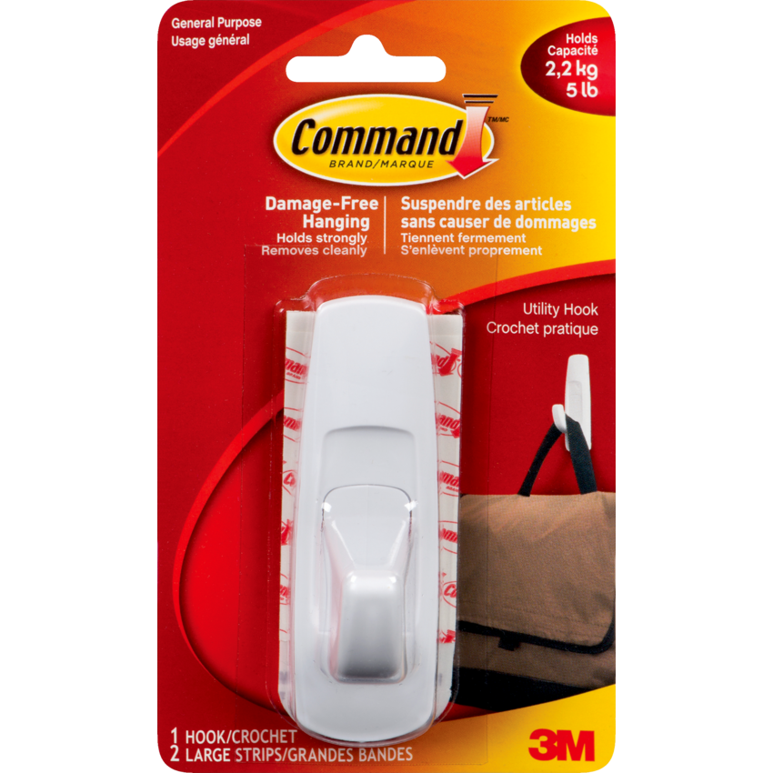 Command™ Adhesive Large Mounting Hook White