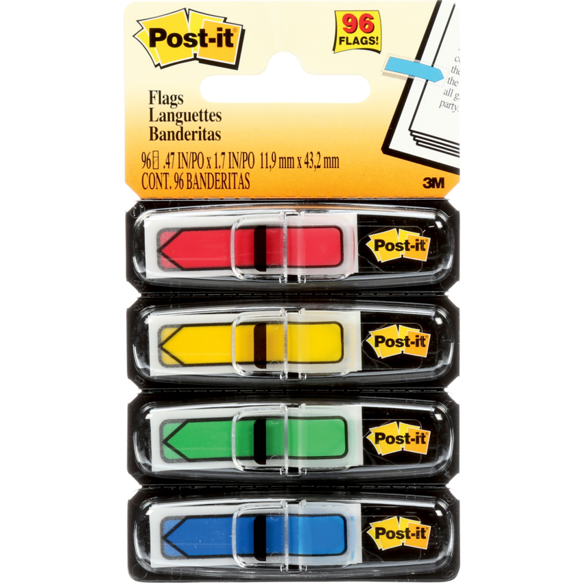 Post-it® Mini Flags Arrows 1/2" 24 flags per dispenser Primary Assorted Colours 4 dispensers/pkg