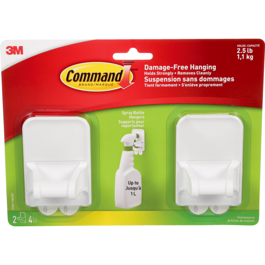 Command™ Spray Bottle Hangers White 2/pkg