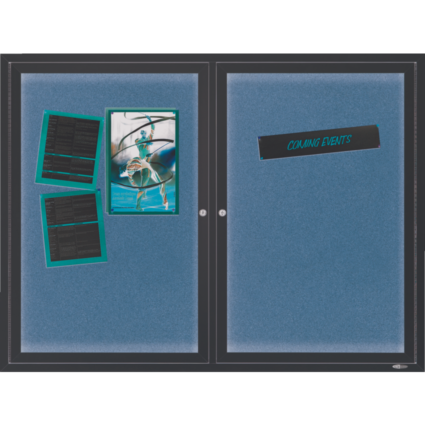 Quartet® Enclosed Bulletin Cork Board 2-Door 36" x 48" Aluminum Frame