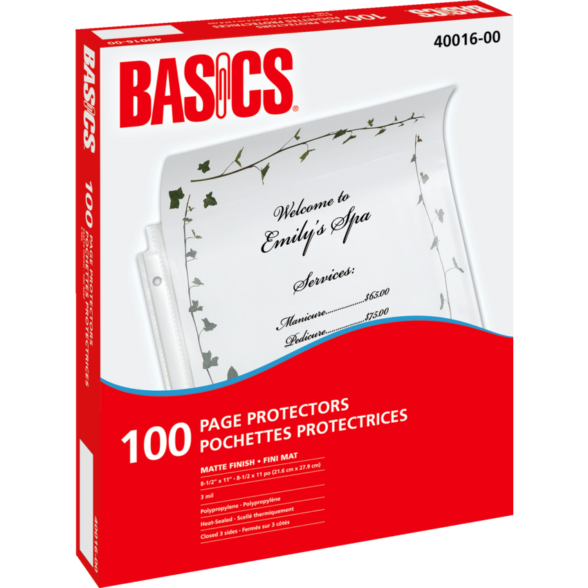Basics® Page Protectors 3 mil Matte Letter 100/box