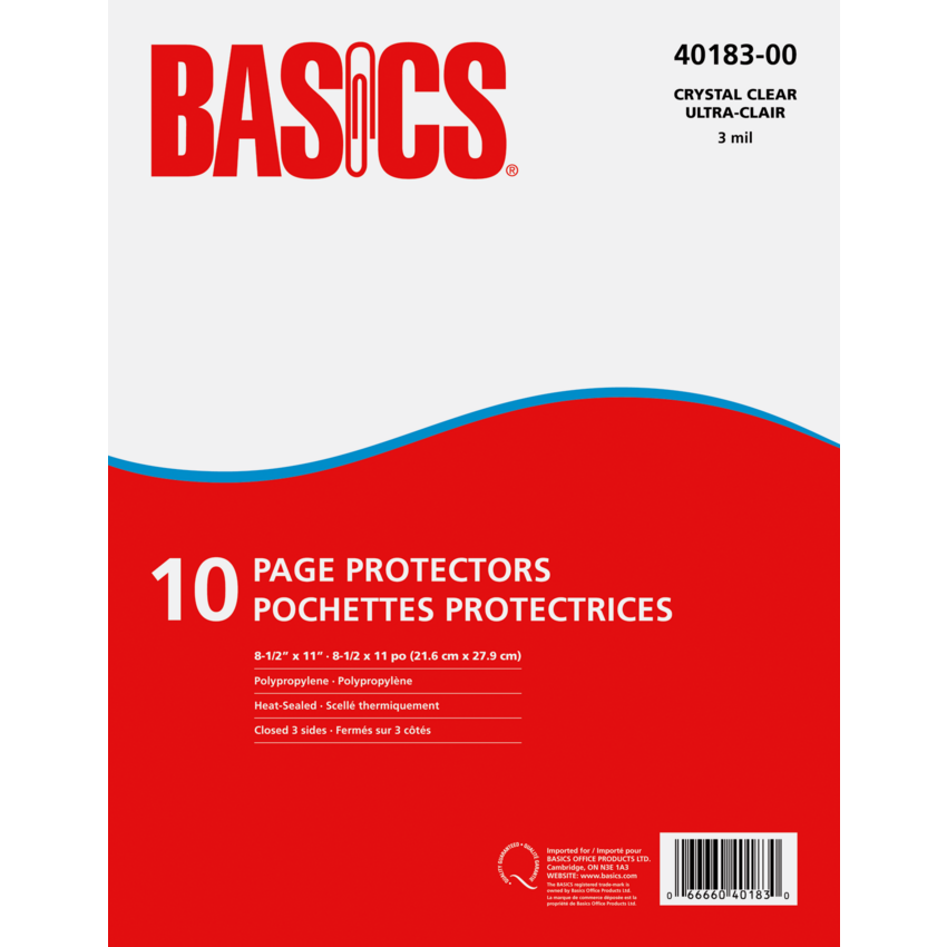Basics® Page Protectors 3 mil Clear Letter 10/pkg
