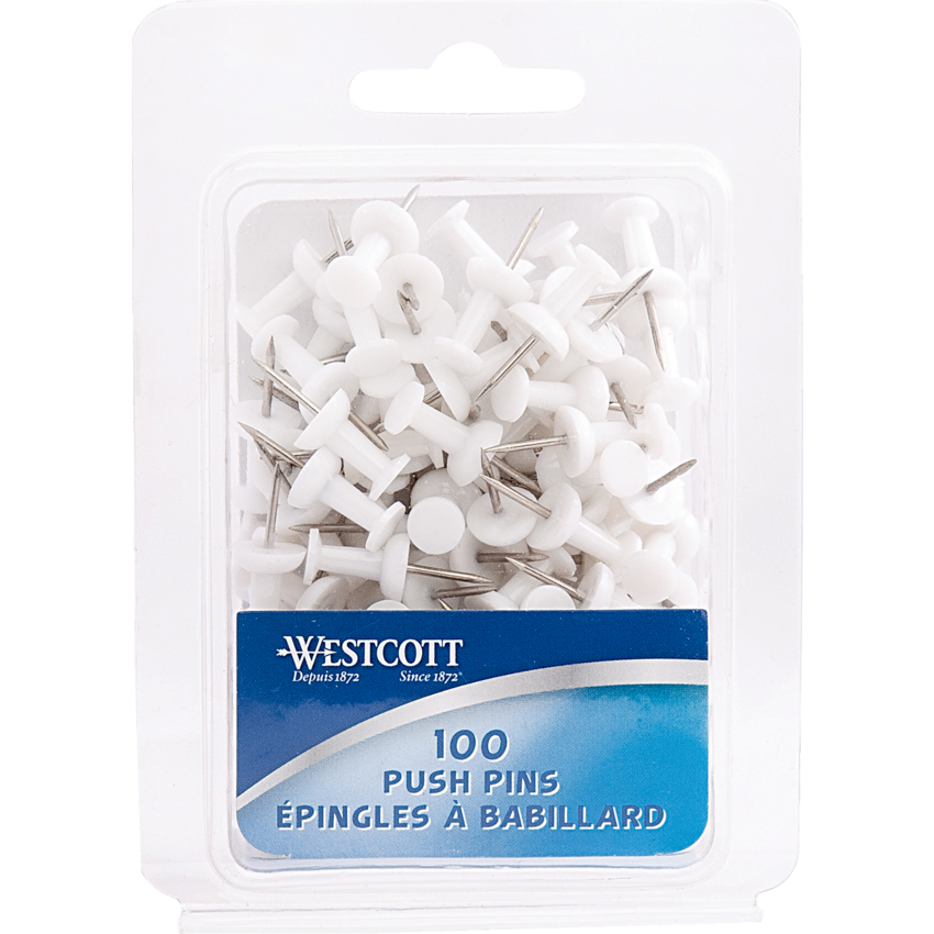 Westcott® Push Pins White 100/box