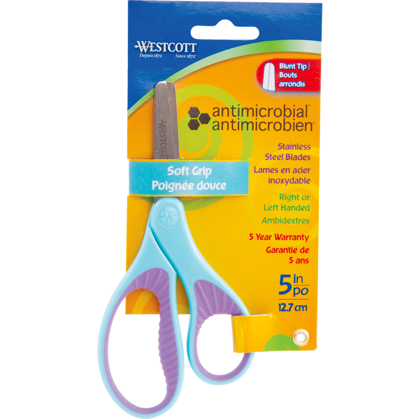 Westcott® Antimicrobial Kids Scissor 5" Blunt Tip with Soft Handle Assorted Colours