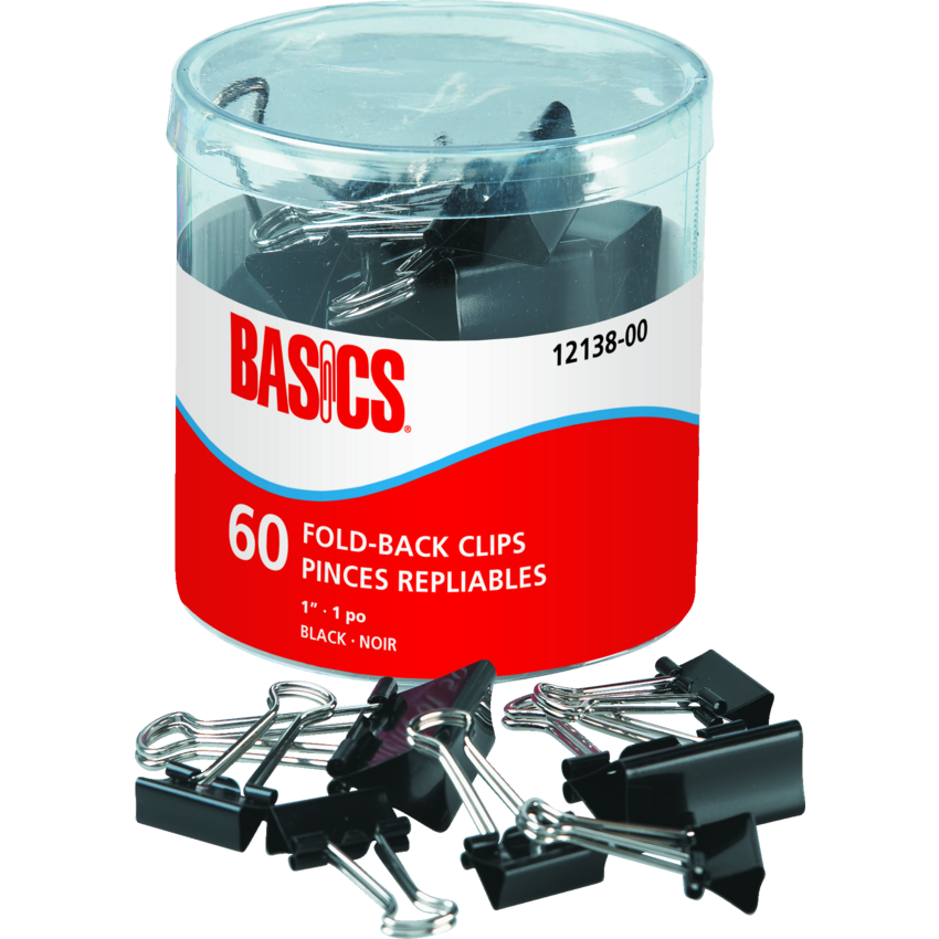 Basics® Fold-Back Clips 1" 60/tub