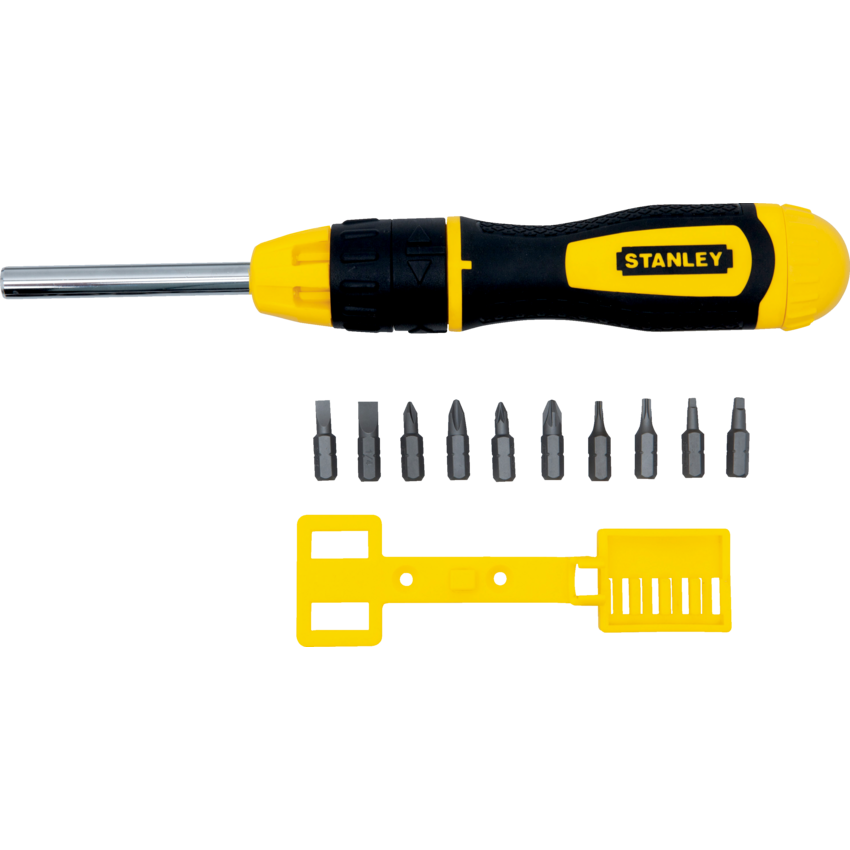 Stanley® Multi-Bit Ratcheting Screwdriver Set Yellow 10/set