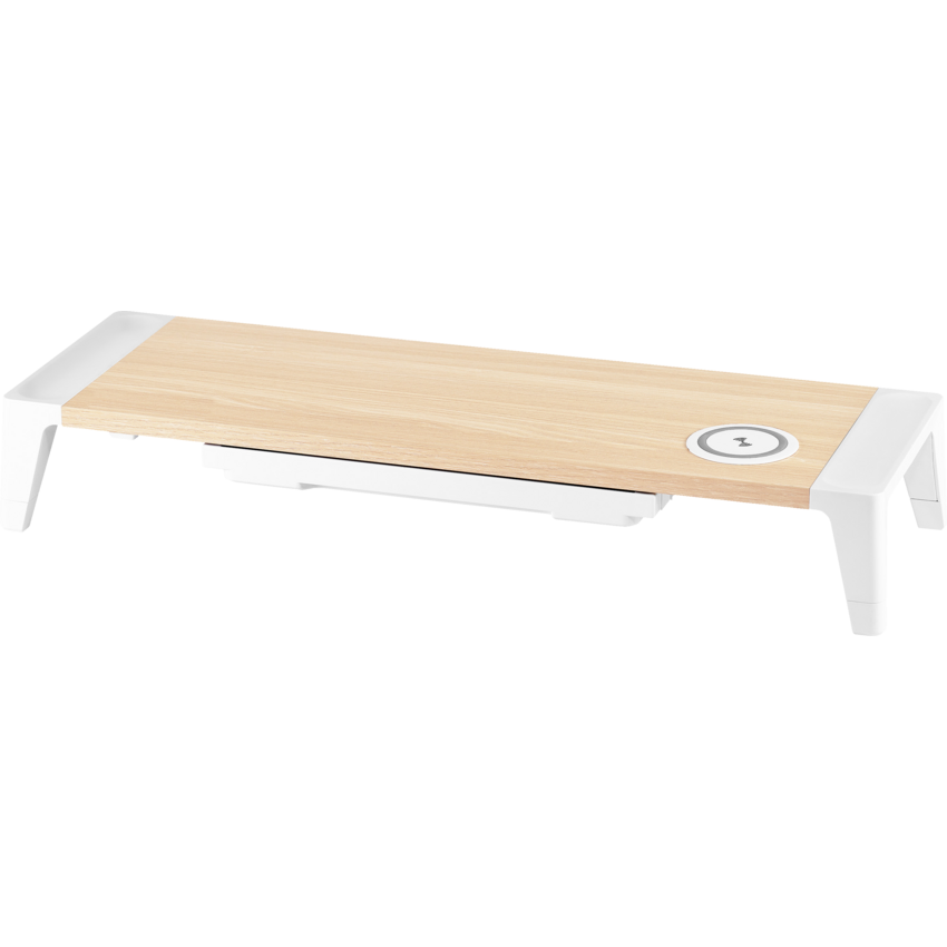 Bostitch® Konnect™ Wireless Charging Monitor Stand Light Wood and White
