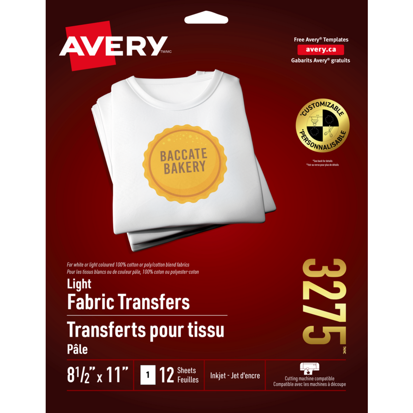 Avery® T-Shirt Transfer Sheets 8-1/2" x 11" 12/pkg
