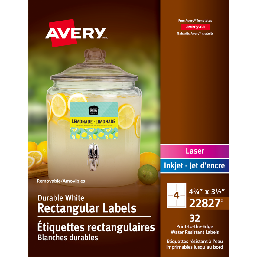 Avery® Print-to-the-Edge Rectangular Labels 4-3/4" x 3-1/2" Removable White 32/pkg