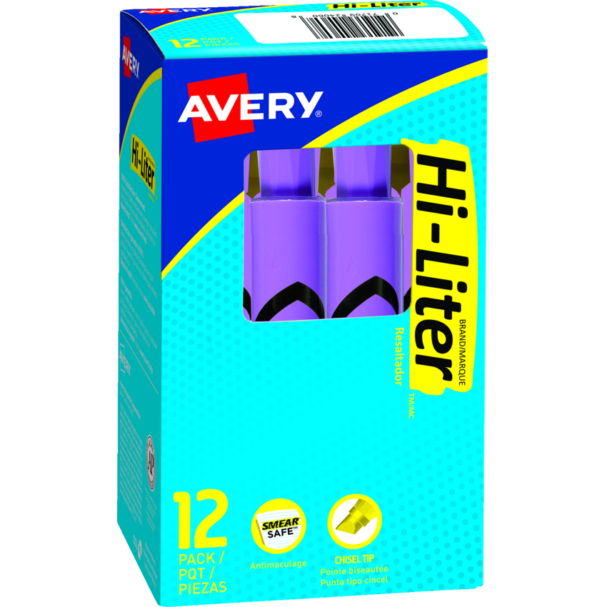 Avery® HI-LITER® Chisel Tip Fluorescent Purple 12/box