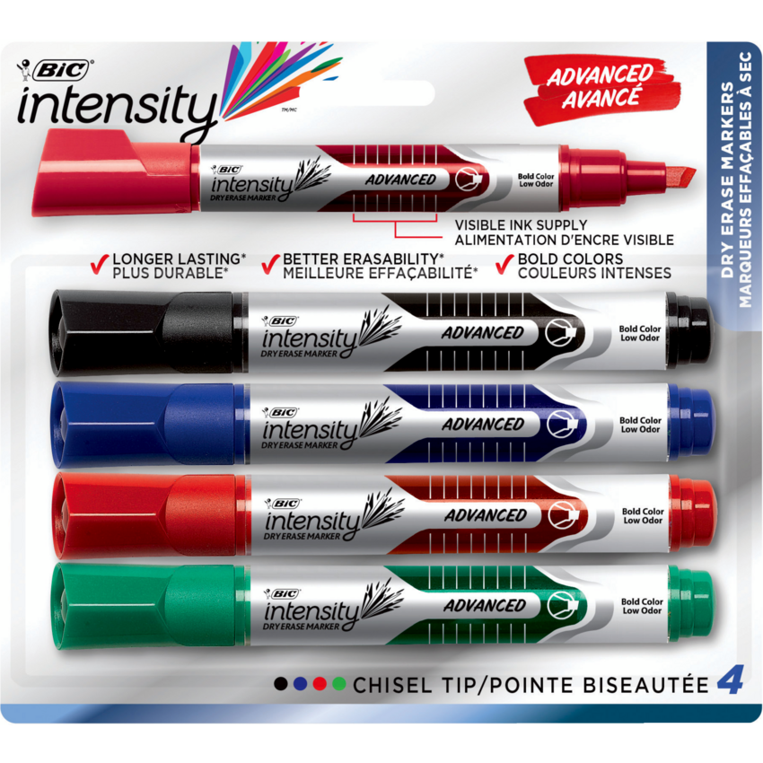 Bic® Intensity® Marker Dry Erase Markers Assorted Colours 4/pkg
