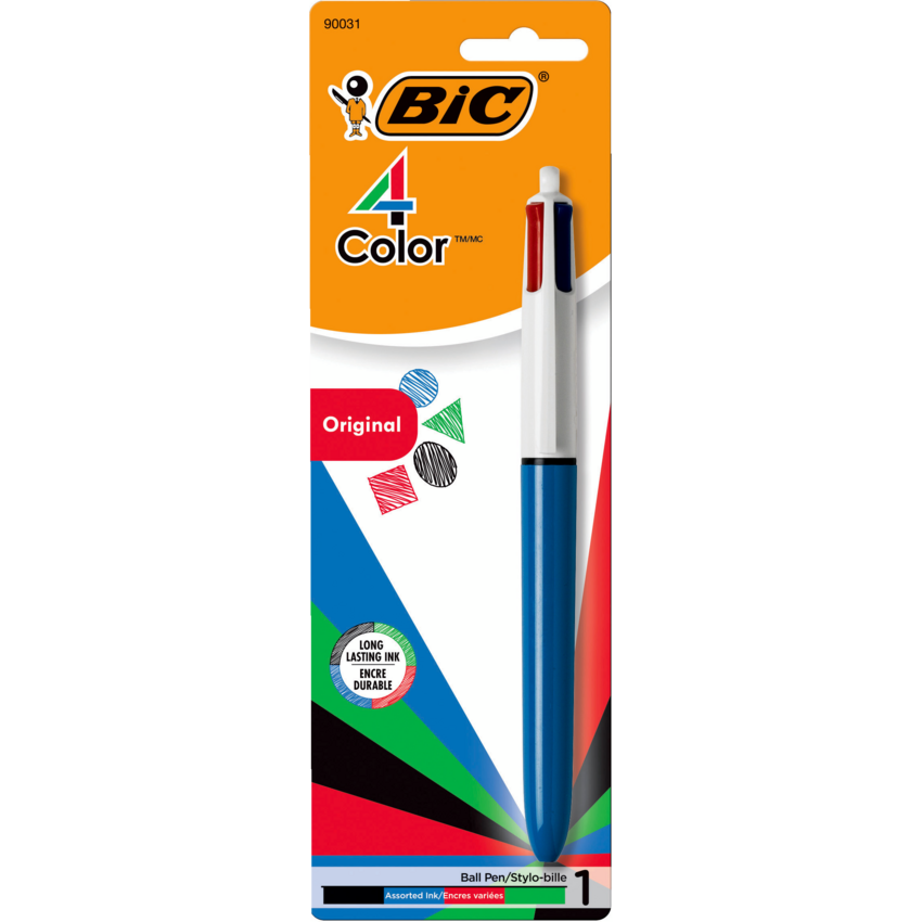 Bic® 4 Color™ Retractable Ball Point Pen Medium Tip Black, Blue, Red and Green