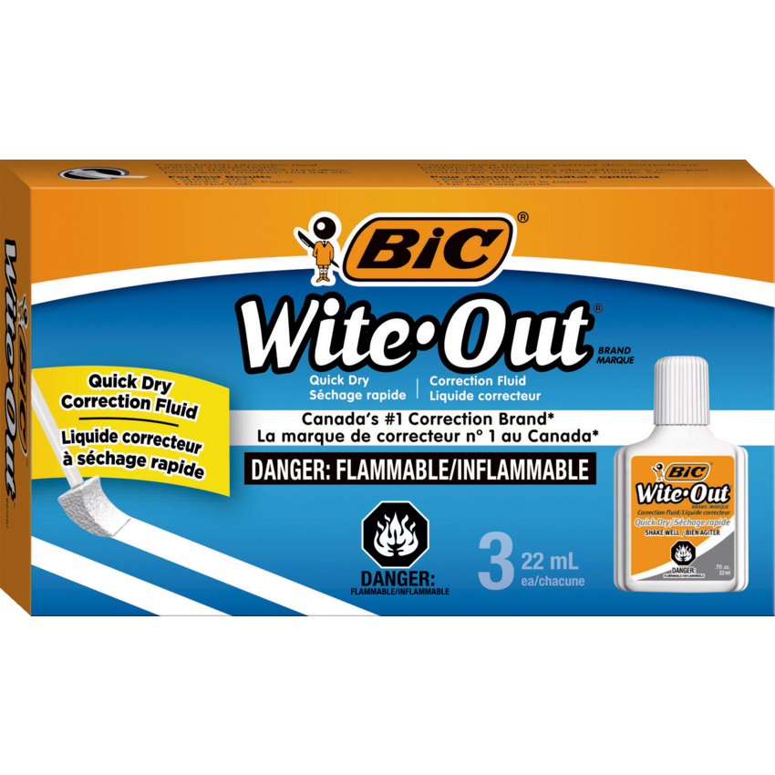 Bic® Wite-Out® Quick-Dry Correction Fluid 22 mL 3/pkg
