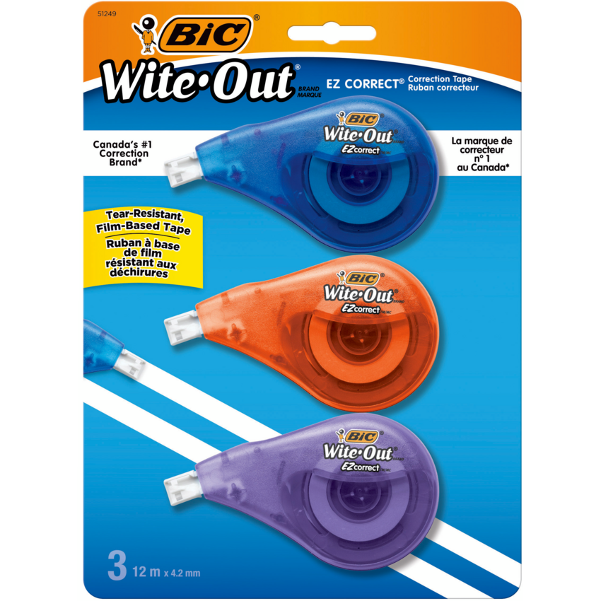 BIC® Wite-Out® EZcorrect® Correction Tape 1 Line 4.2mm x 12m 3/pkg
