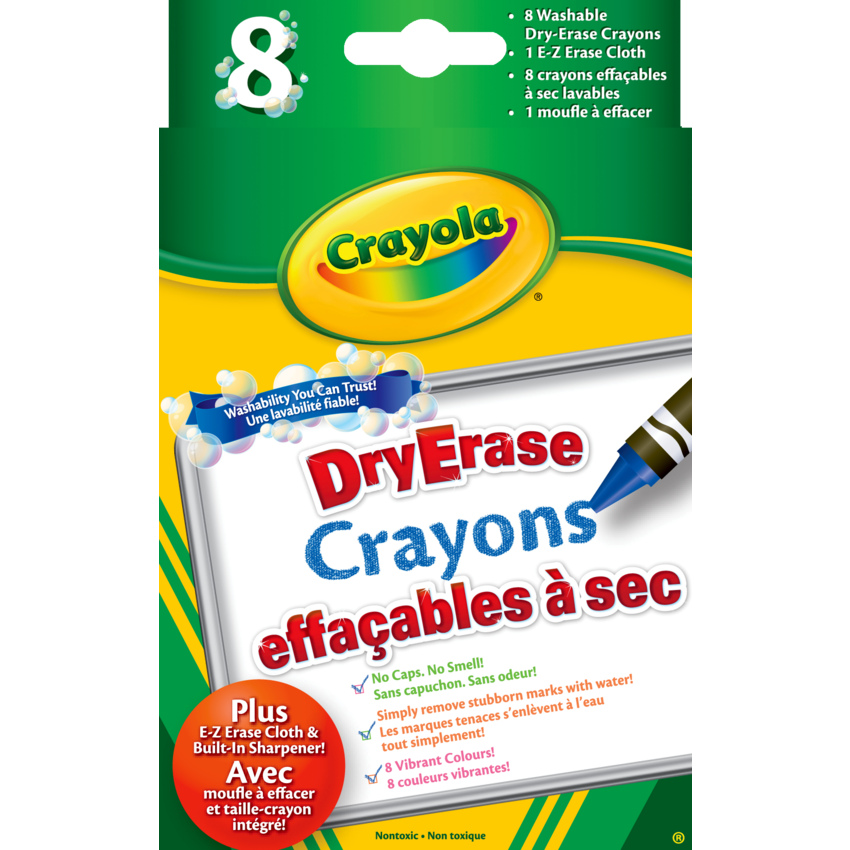 Crayola® Dry Erase Crayons Assorted Colours 8/pkg