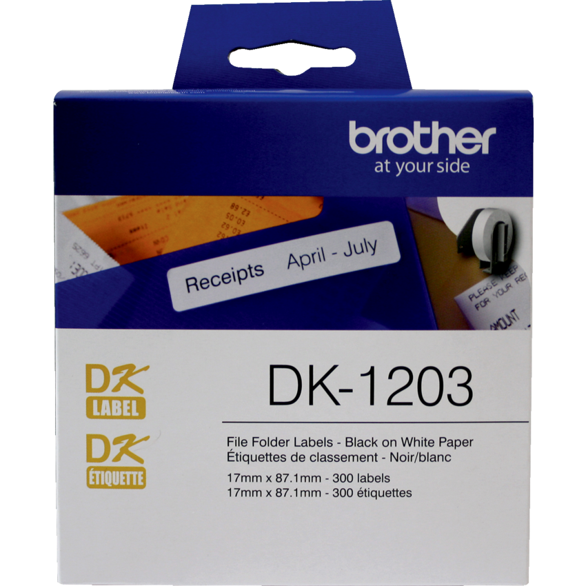 Brother® P-Touch® Die-Cut File Folder Labels 2/3" x 4 7/16" White 300 labels/roll