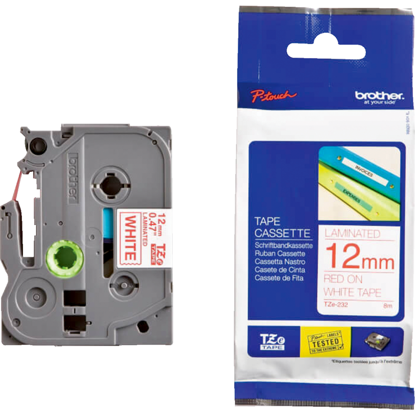 Brother® P-Touch® TZ Tape 1/2" Red on White
