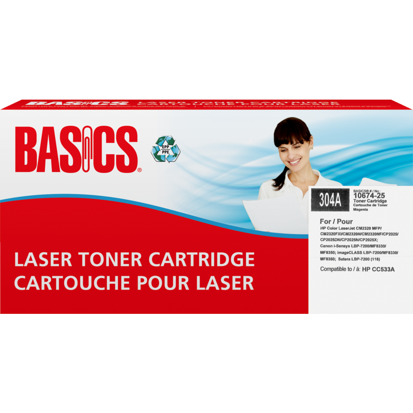 Basics® Remanufactured Laser Cartridge(HP 304A) Magenta