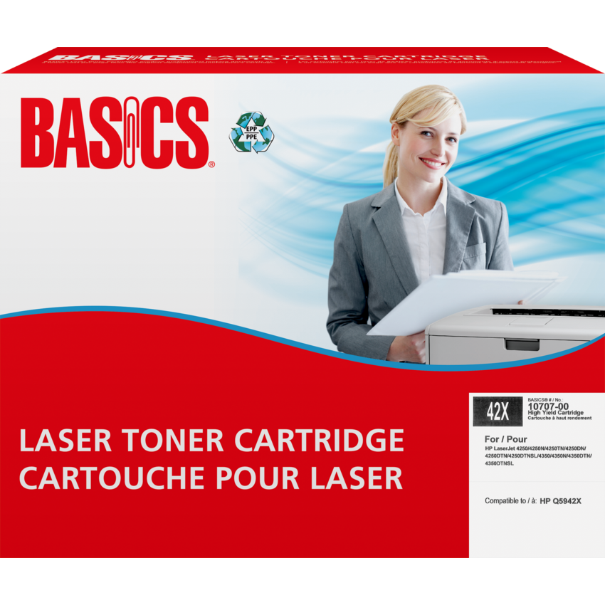 Basics® Remanufactured Laser Cartridge High Yield (HP 42X) Black