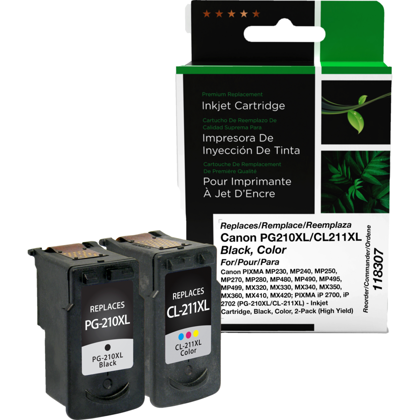 Clover Imaging Remanufactured Inkjet Cartridge PG-210XL/CL-211XL High Yield Black/Colour 2/pkg