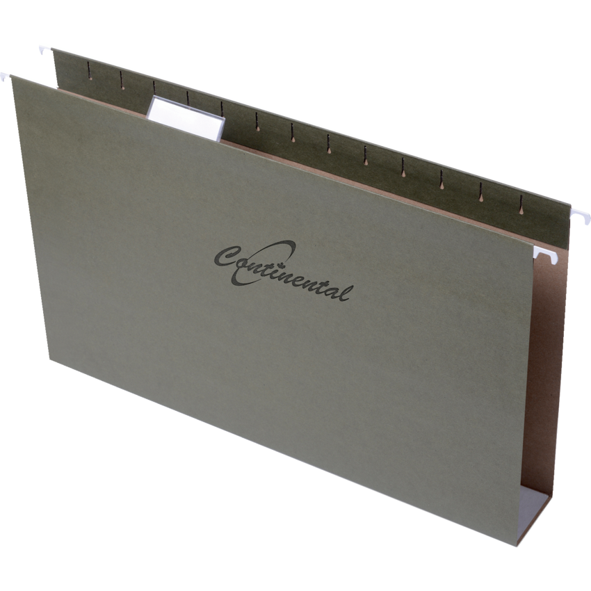 Continental Extra Capacity Hanging Folders Legal 3" Standard Green 25/box