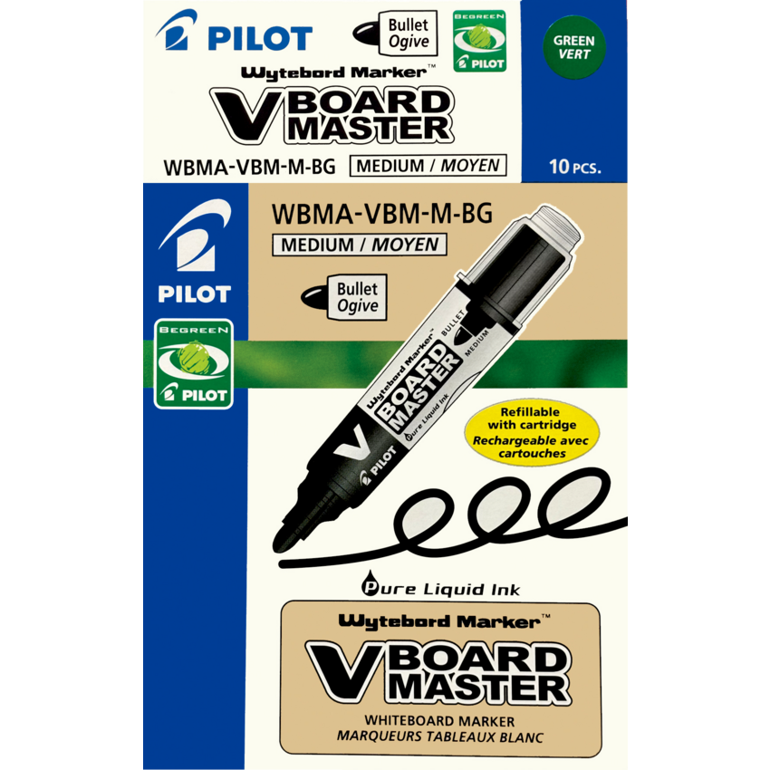 Pilot® BeGreen® V-Board Master Dry Erase Marker Bullet Tip Green 10/box
