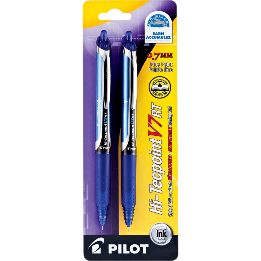 Pilot® Hi-Tecpoint Retractable Roller Pens 0.7mm Blue 2/pkg