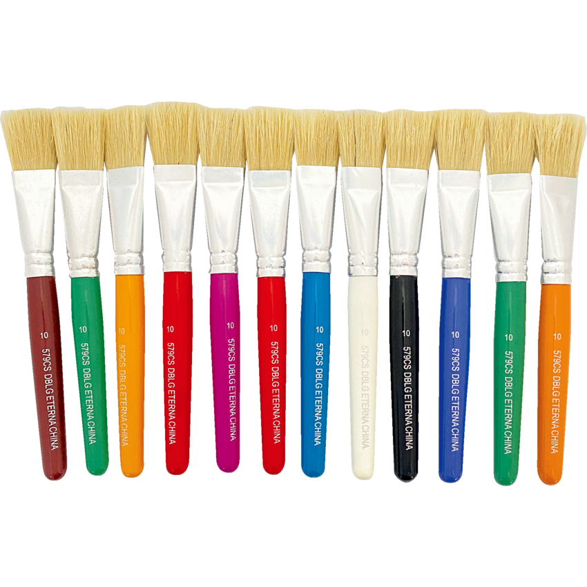 DBLG Flat Paint Brushes 13 mm Assorted Colours 12/pkg