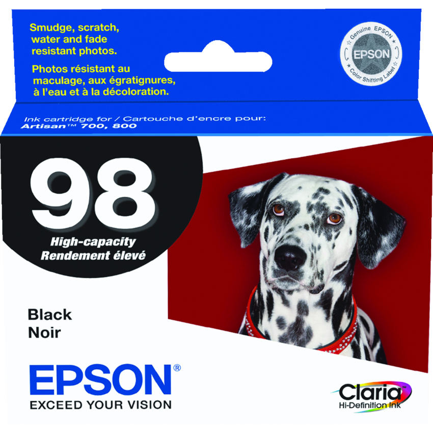 Epson® Claria Inkjet Cartridge High Yield T098120-S #98 Black