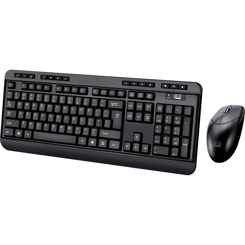 Adesso® Antimicrobial Wireless Keyboard and Mouse Combo English Black