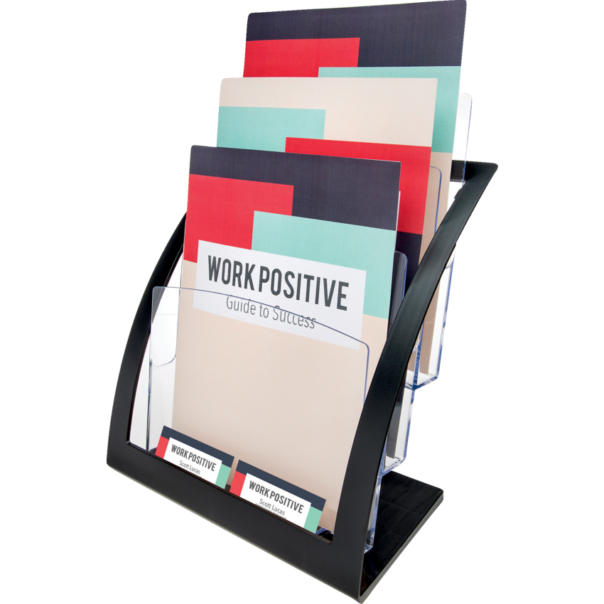 Deflecto® Contemporary 3-Tier Literature Holder Magzine Size Black