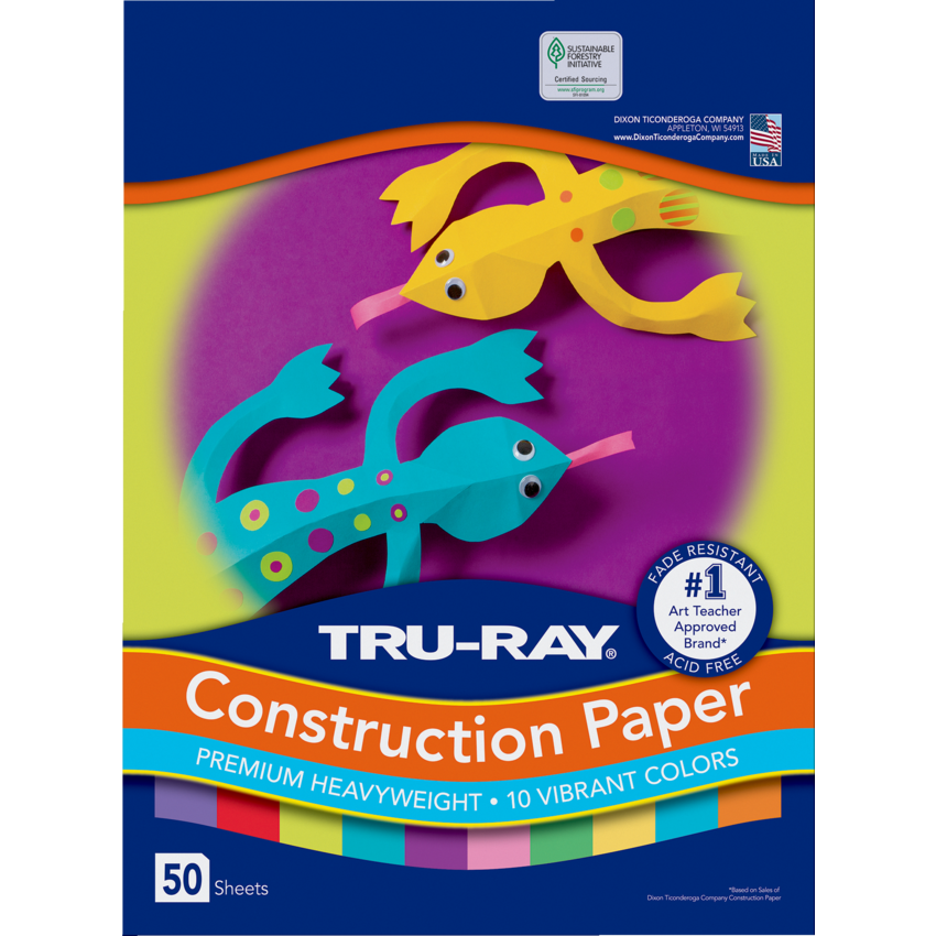 Tru-Ray® Construction Paper Assorted Vibrant Colours 50 sheets/pkg