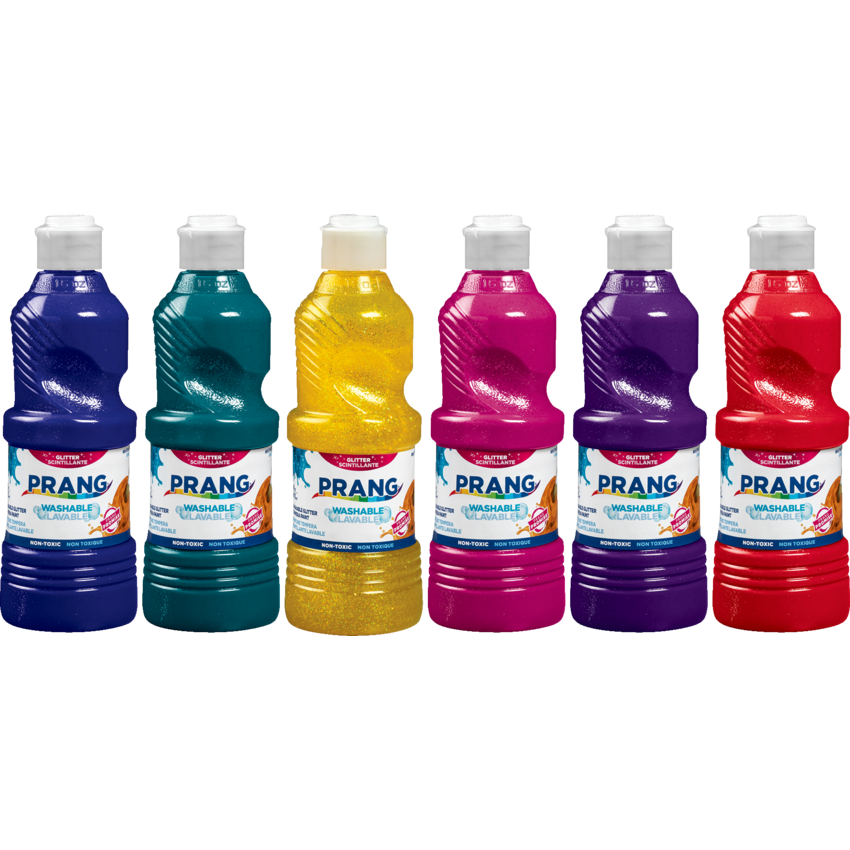Prang® Washable Ready-To-Use Tempera Paint 473 mL Assorted Glitter Colours 6/box
