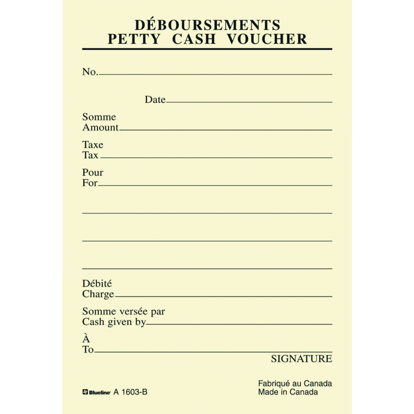 Blueline® Petty Cash Voucher Pads 3-1/2x5" Bilingual 10/pkg