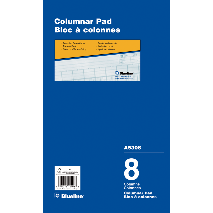 Blueline® A5300 Columnar Pad 8-1/4x14" 8 Column