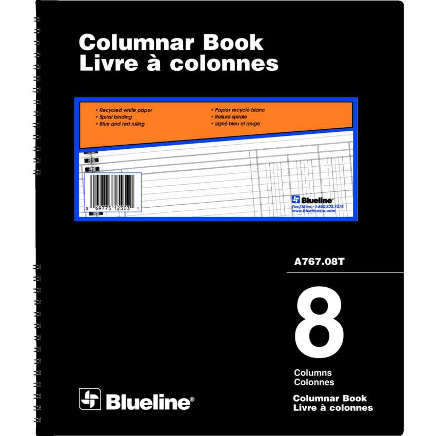 Blueline® A767 Columnar Book 12" x 10" 8-column