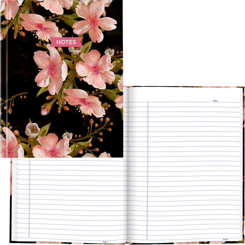 Blueline® Hard Cover Perfect Bound Notebook 9-1/4x7-1/4" 192pgs Ruled with Margin Cherry Tree Lane
