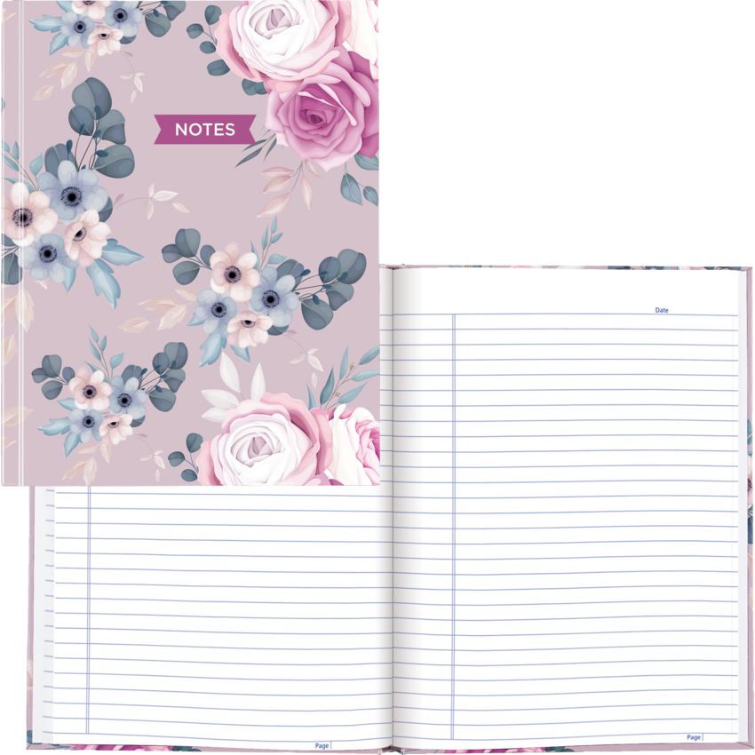 Blueline® Hard Cover Perfect Bound Notebook 9-1/4x7-1/4" 192pgs Ruled with Margin Lavender Floral