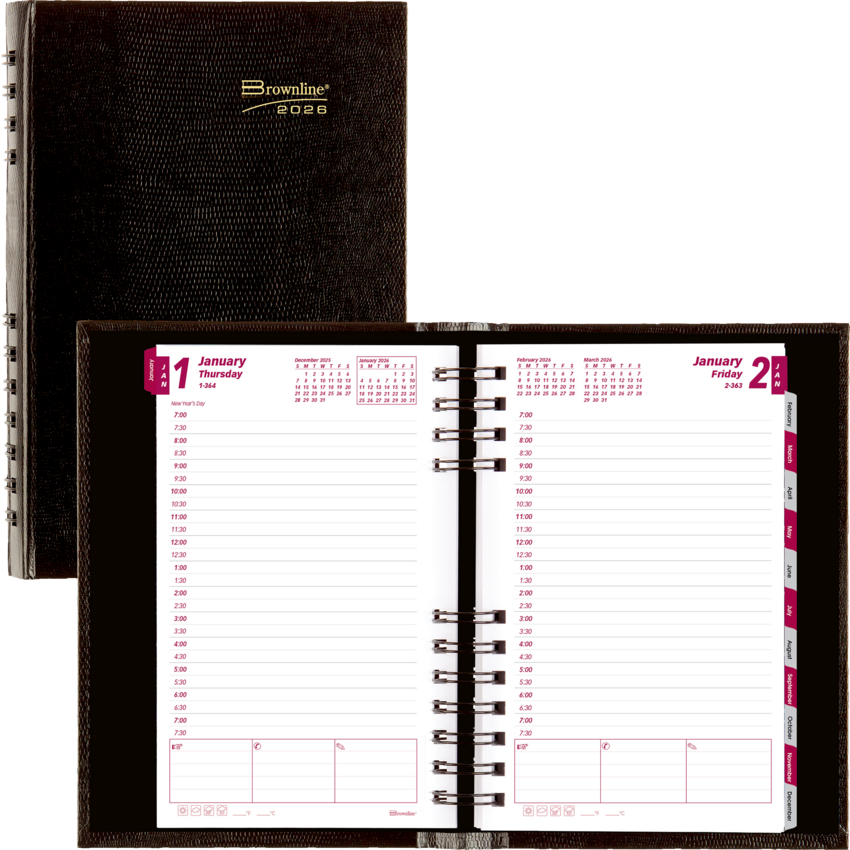 Brownline® CoilPro™ Daily Diary 8x5" English Black
