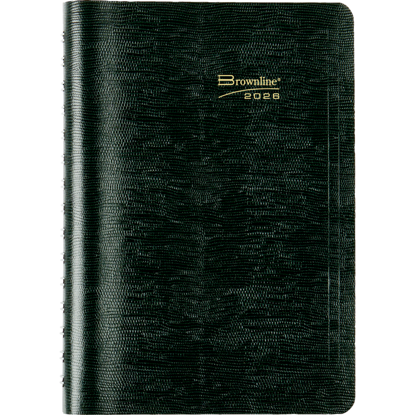 Brownline® Essential Daily Diary Twin Wire 8x5" English Green