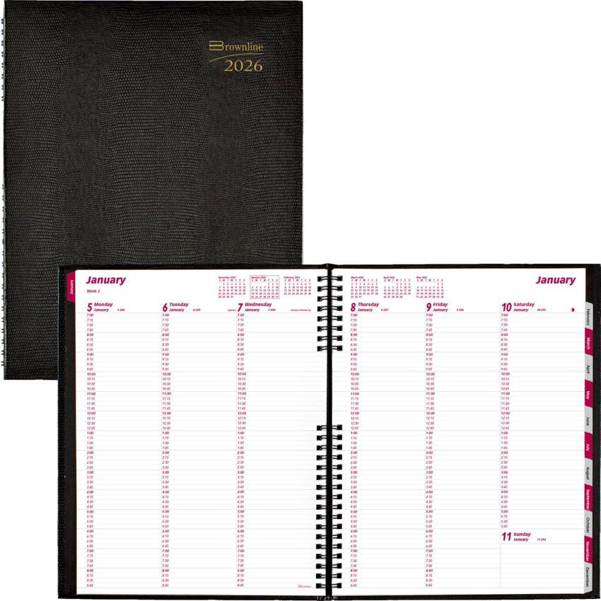 Brownline® CoilPro Weekly Diary 11x8-1/2" English Black